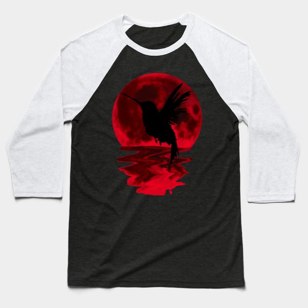 red moon bird Baseball T-Shirt by medo art 1